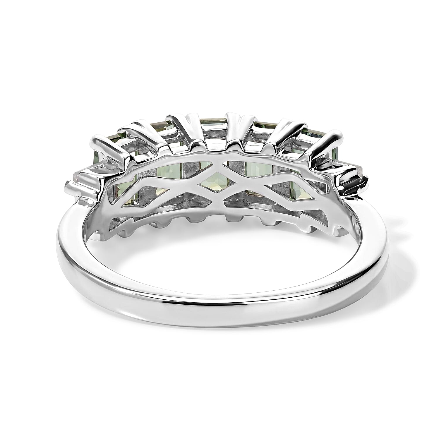 D'Joy Natural Green Apatite and White Zircon 2.00 ctw Band Ring in Rhodium Over Sterling Silver (Size 6.0)