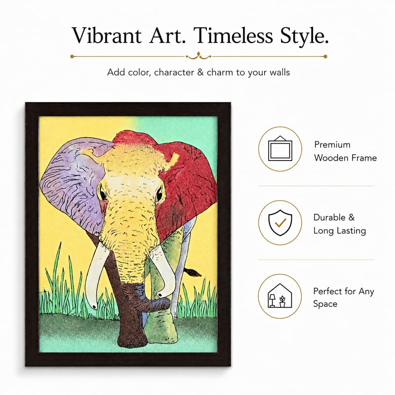 Handcrafted Multi Color Gemstone Elephant Wall Painting