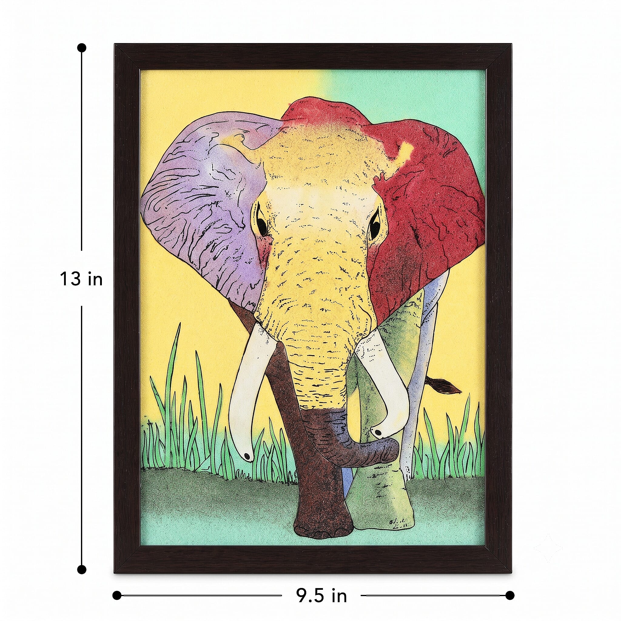 Handcrafted Multi Color Gemstone Elephant Wall Painting