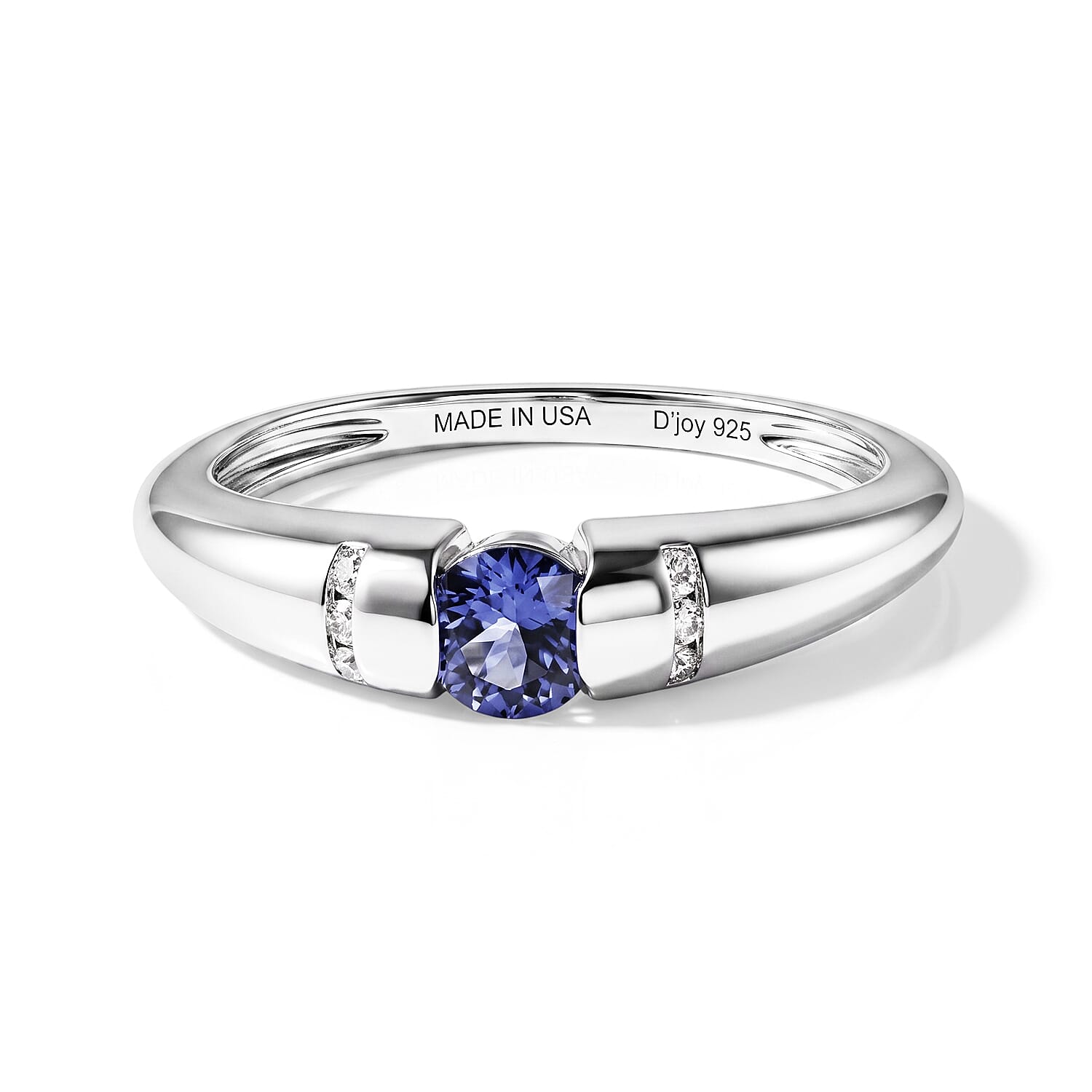D'Joy Tanzanite and White Zircon 0.50 ctw Ring in Rhodium Over Sterling Silver (Size 6.0)