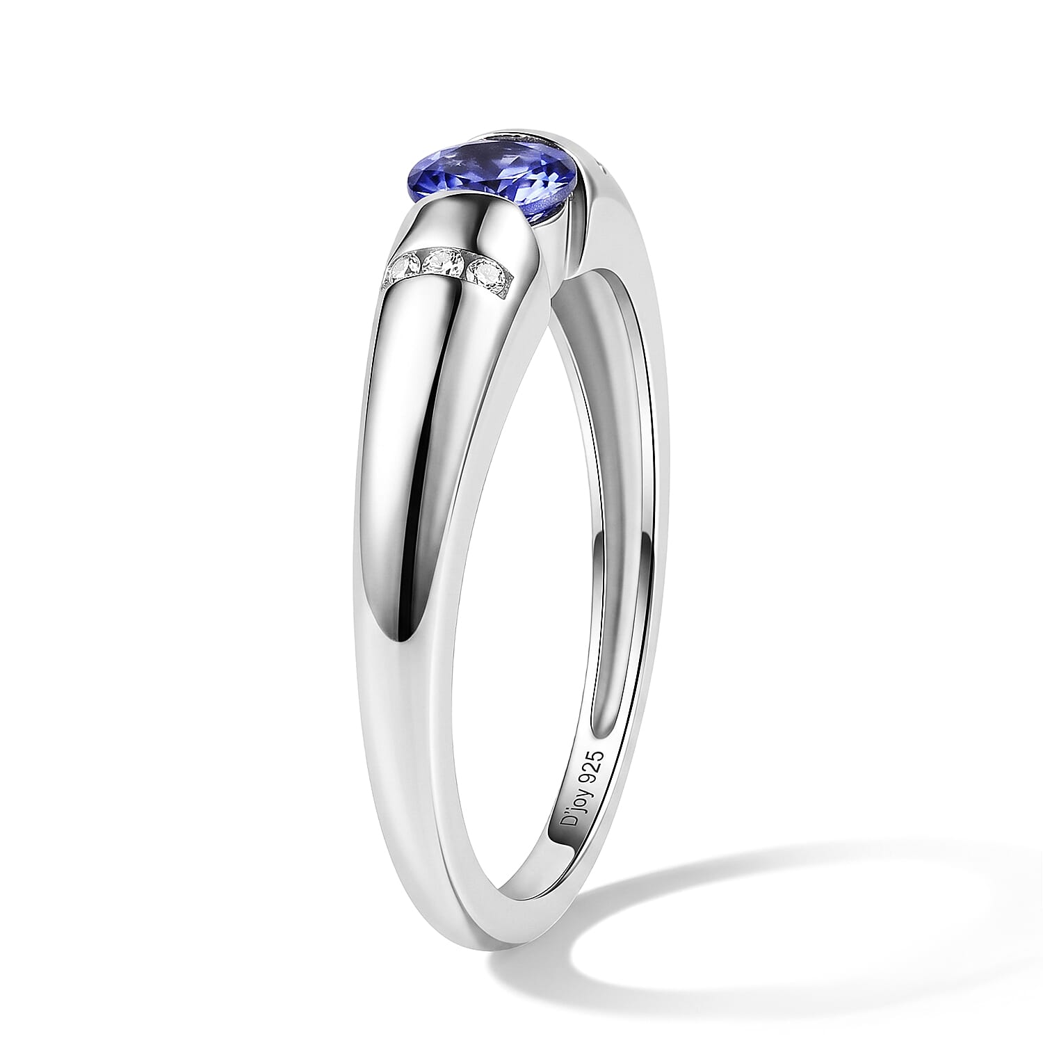 D'Joy Tanzanite and White Zircon 0.50 ctw Ring in Rhodium Over Sterling Silver (Size 6.0)