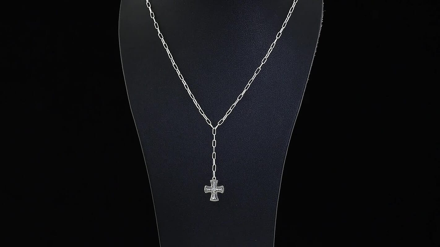 D''Joy Passport to Israel Artisan Crafted White Zircon Necklace (18 Inches) in Sterling Silver 0.35 ctw