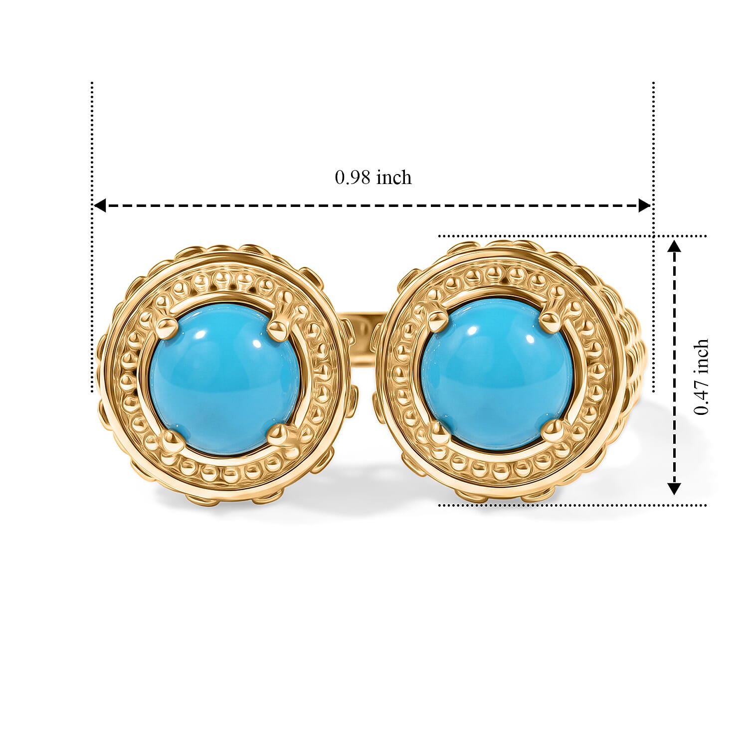 D'Joy Passport to Turkey Sleeping Beauty Turquoise 2.00 ctw Fancy Ring in 18K Vermeil Yellow Gold Over Sterling Silver (Size 6.0)