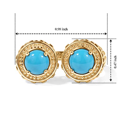 D'Joy Passport to Turkey Sleeping Beauty Turquoise 2.00 ctw Fancy Ring in 18K Vermeil Yellow Gold Over Sterling Silver (Size 6.0)