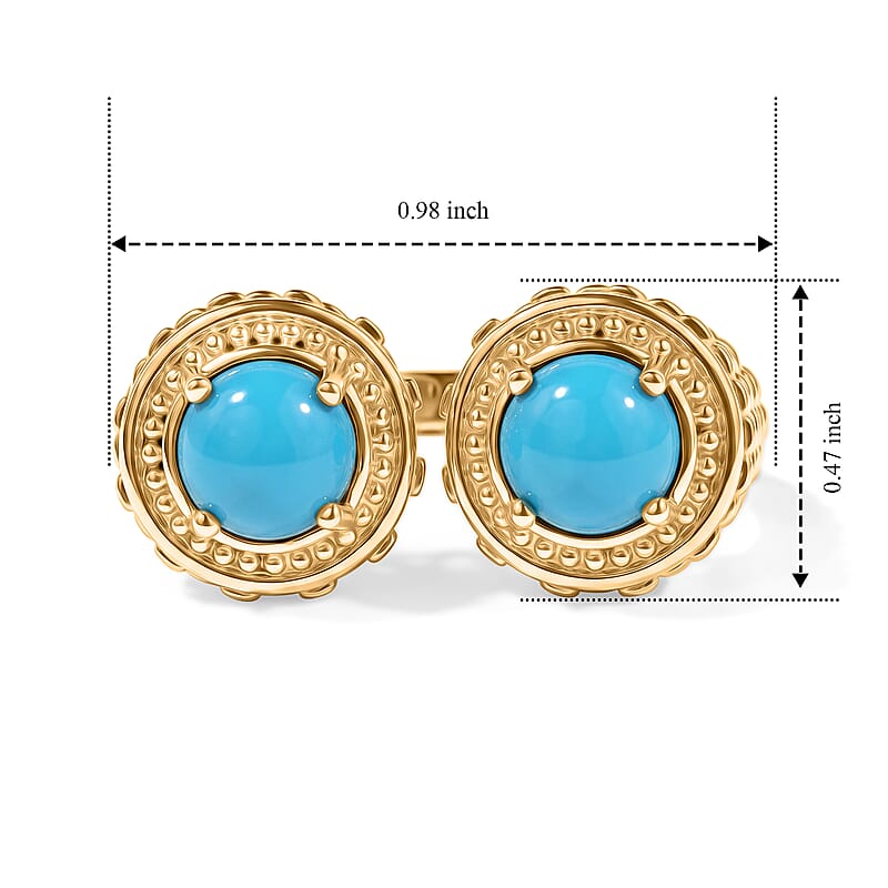D'Joy Passport to Turkey Sleeping Beauty Turquoise 2.00 ctw Fancy Ring in 18K Vermeil Yellow Gold Over Sterling Silver (Size 7.0)