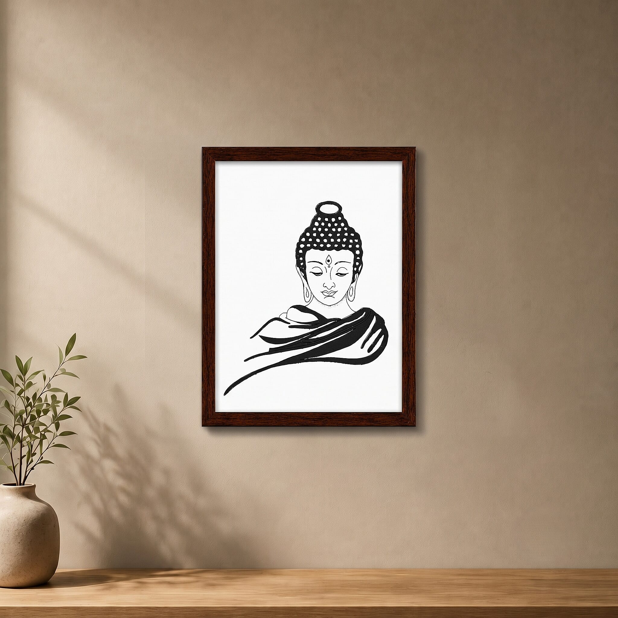 Handcrafted Black Gemstone Buddha Wall Painting