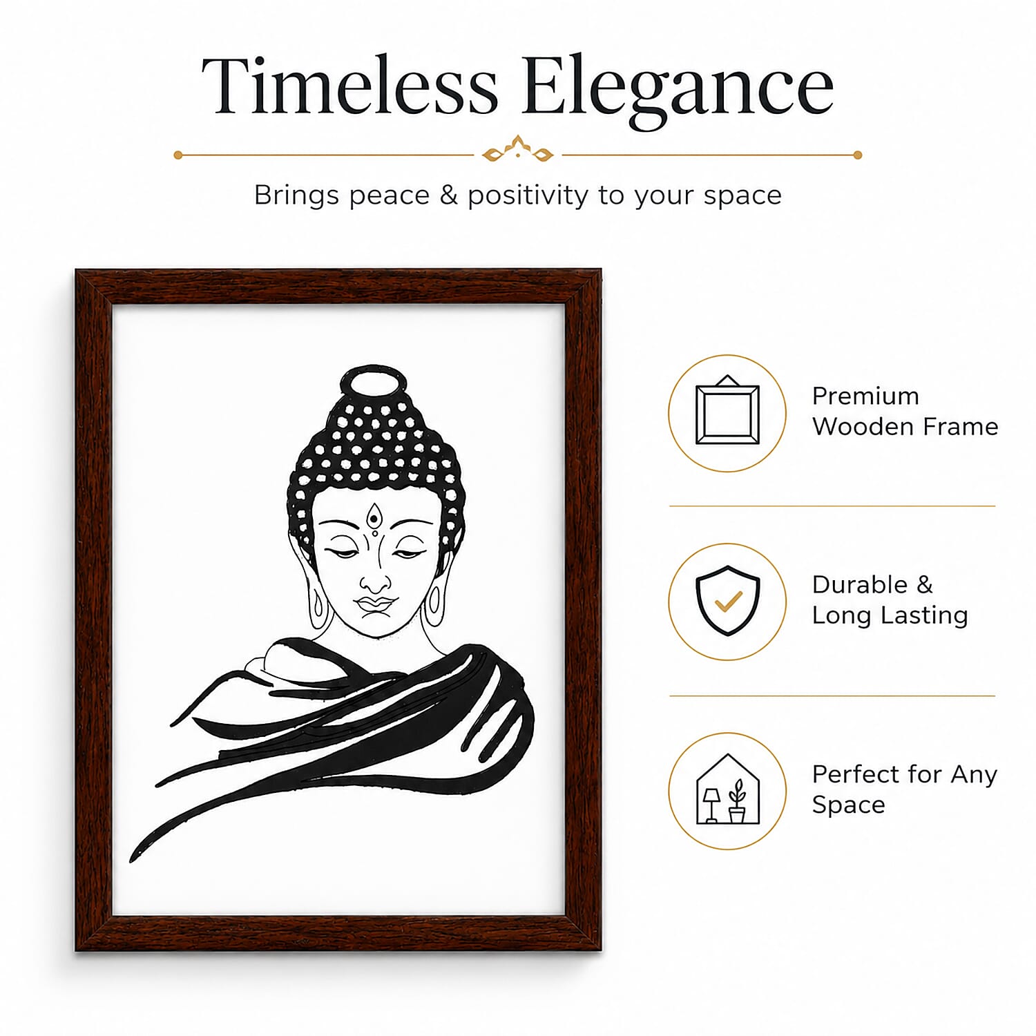 Handcrafted Black Gemstone Buddha Wall Painting