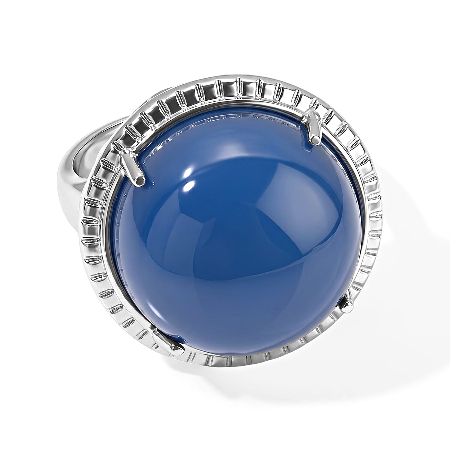 EverTrue Blue Chalcedony Enhanced 20.75 ctw Solitaire Ring in Stainless Steel (Size 6.0)