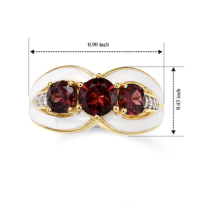 D'Joy AAA Red Zircon and Moissanite 2.75 ctw Ring in 18K Vermeil Yellow Gold Over Sterling Silver (Size 6.0)