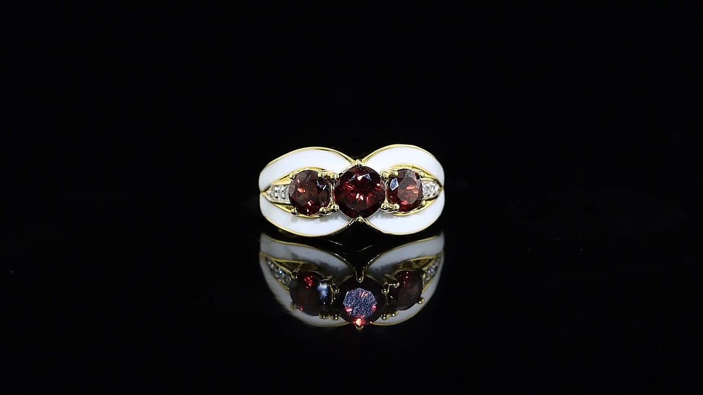 D''Joy AAA Red Zircon and Moissanite 2.75 ctw Ring in 18K Vermeil Yellow Gold Over Sterling Silver (Size 10.0)