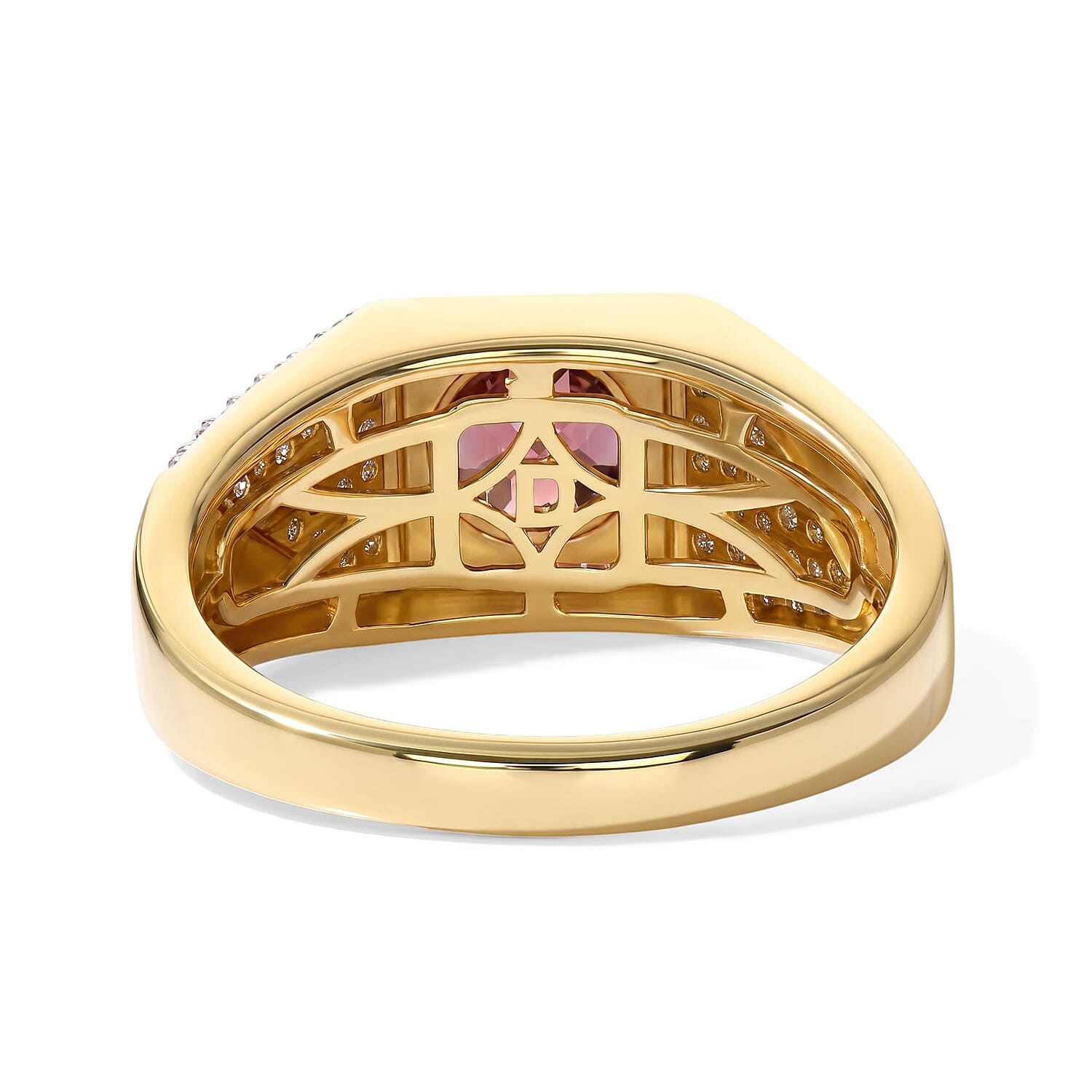 D'Joy AAA Red Zircon and Moissanite 2.30 ctw Men's Ring in 18K Vermeil Yellow Gold Over Sterling Silver (Size 10.0)