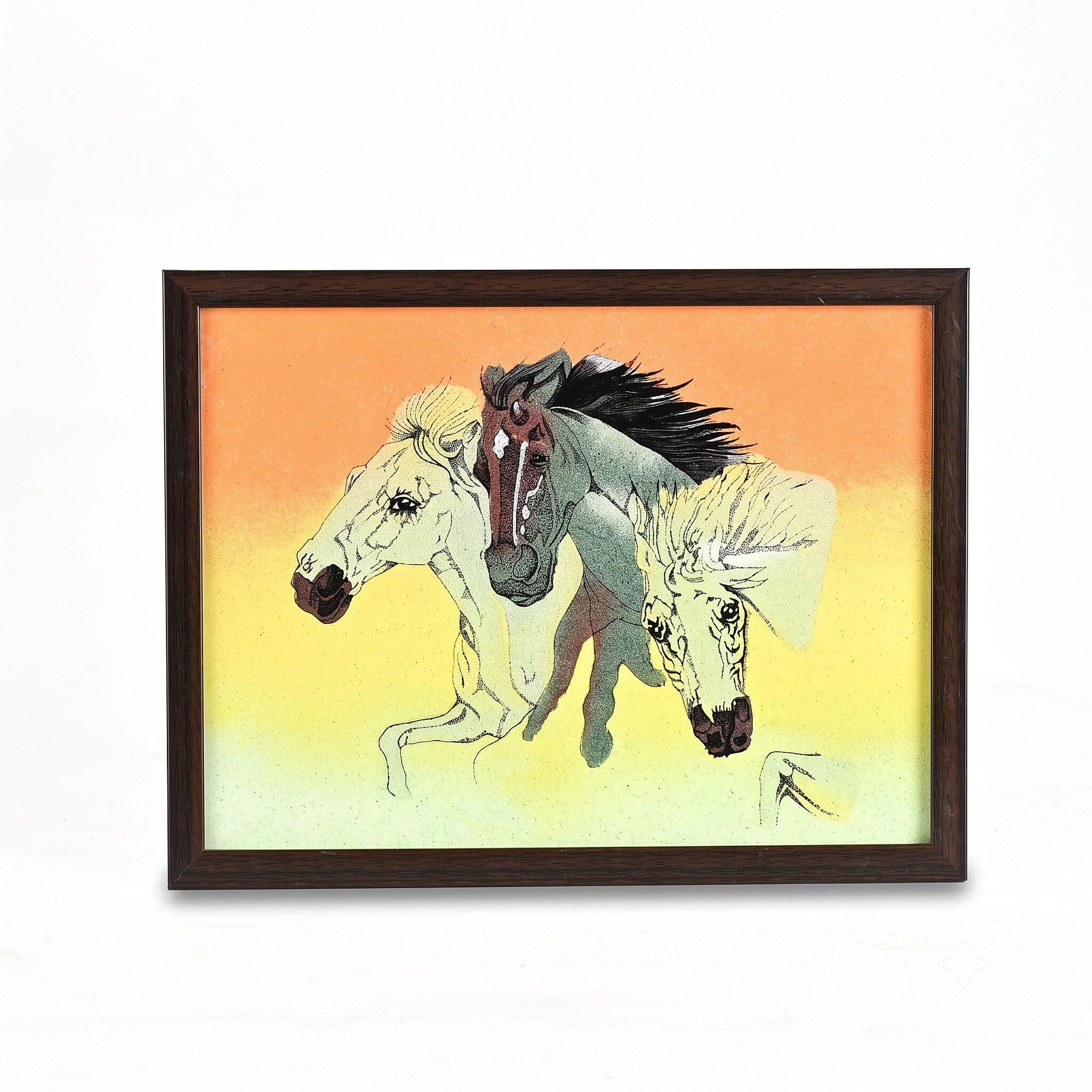 Handcrafted Multi Color Gemstone Horse Wall Painting