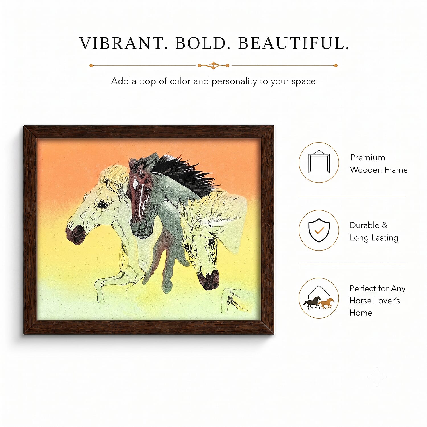 Handcrafted Multi Color Gemstone Horse Wall Painting