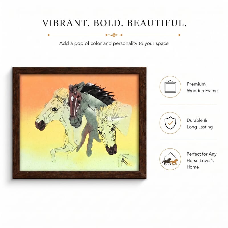 Handcrafted Multi Color Gemstone Horse Wall Painting