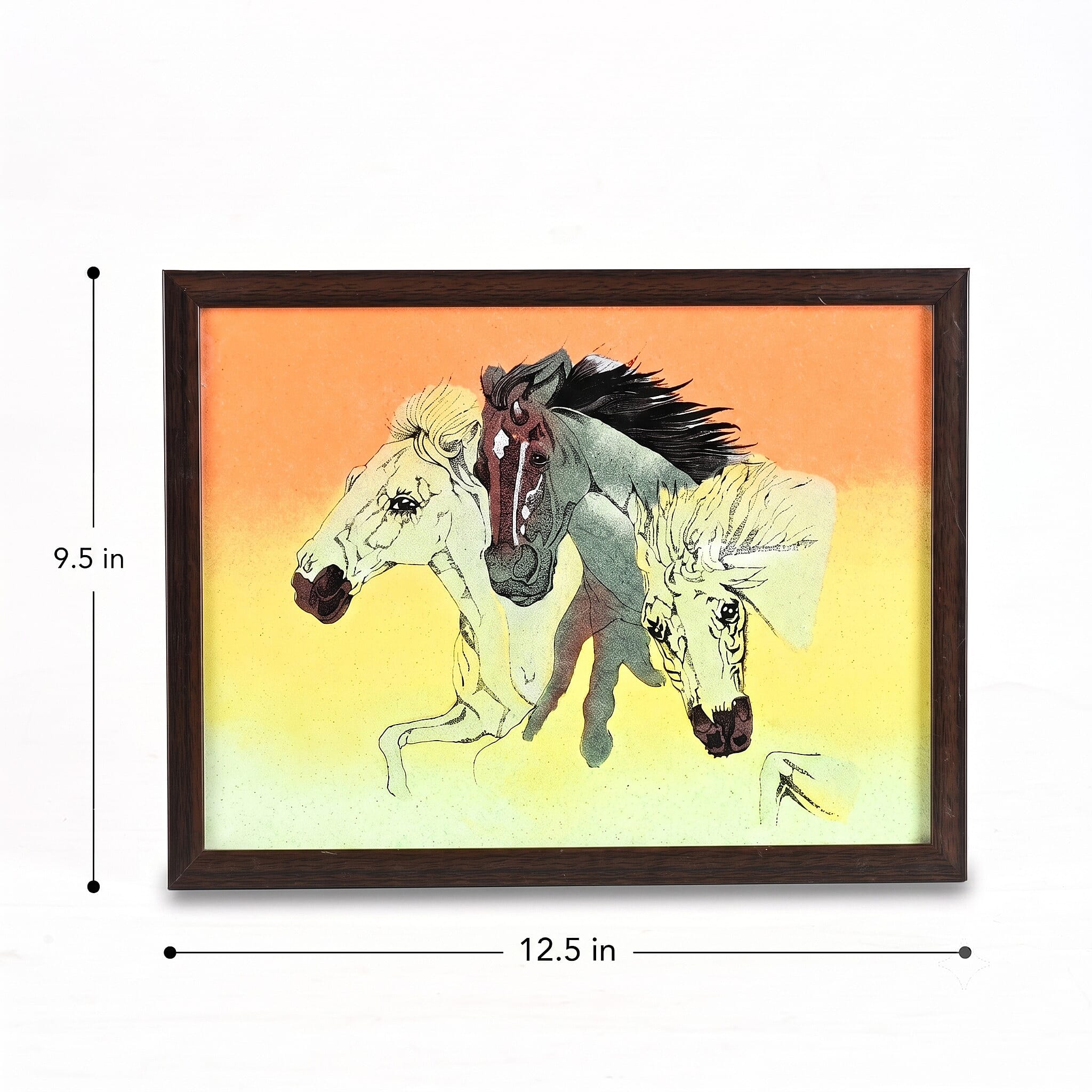 Handcrafted Multi Color Gemstone Horse Wall Painting