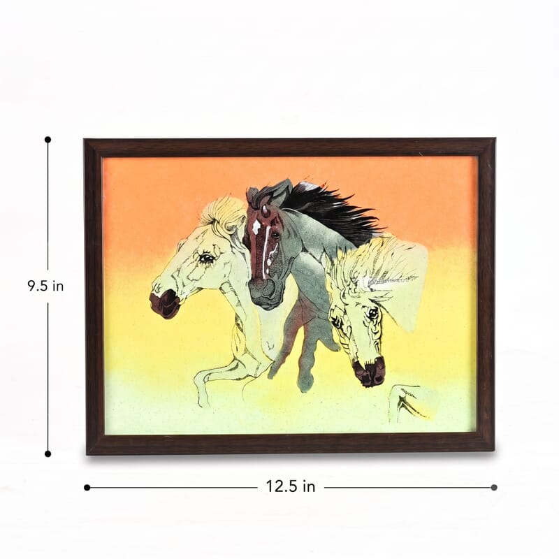 Handcrafted Multi Color Gemstone Horse Wall Painting