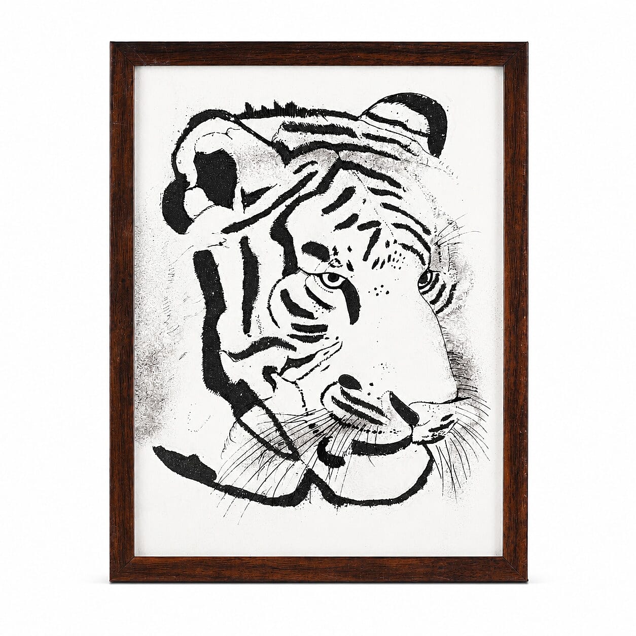 Handcrafted Black Gemstone Tiger Wall Painting