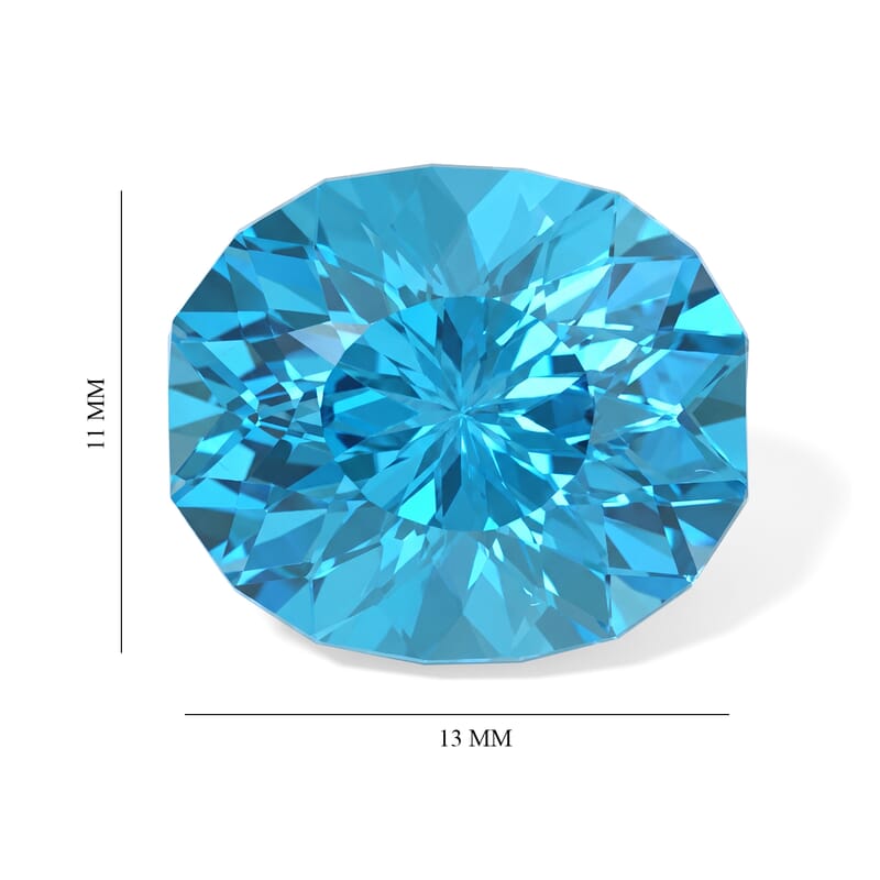 Lions Eye Cut AAAA Swiss Blue Topaz (Oval) 6.00 ctw