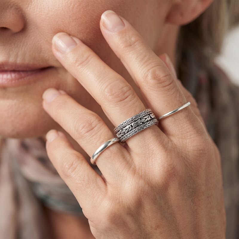 D'Joy Bali Legacy Tulang Naga with Borobudur Ring in Sterling Silver (Size 5.0) 6.70 Grams