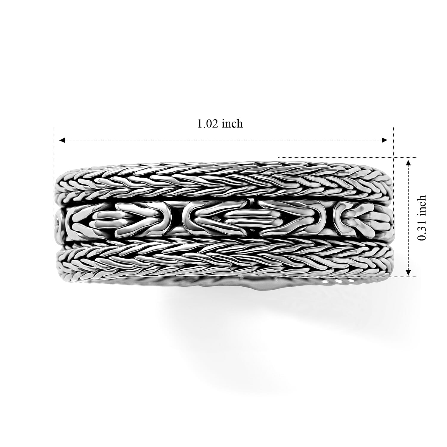 D'Joy Bali Legacy Tulang Naga with Borobudur Ring in Sterling Silver (Size 5.0) 6.70 Grams