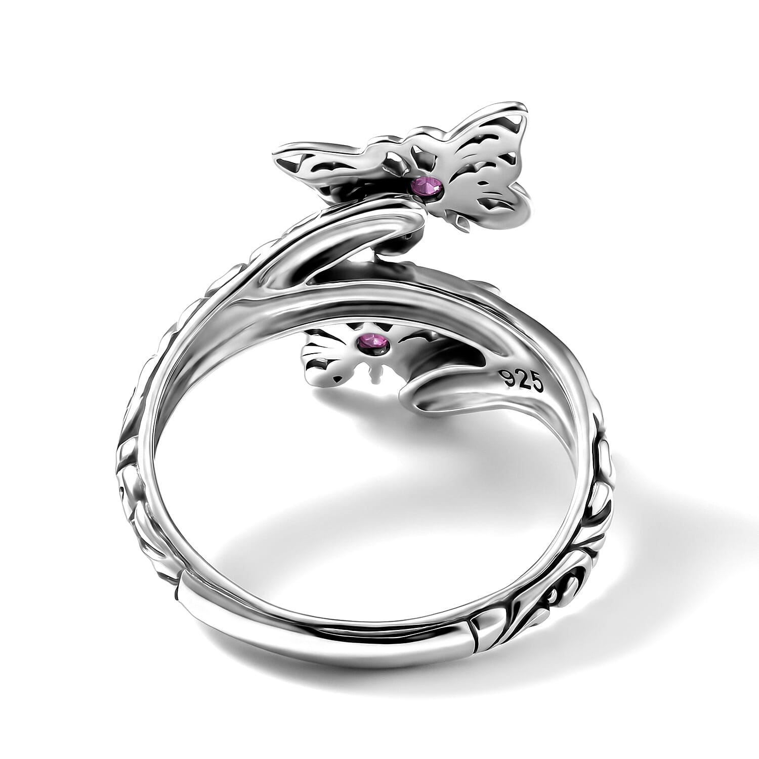 D'Joy Bali Legacy Premium Niassa Ruby (FF) 0.25 ctw Butterfly Ring in Sterling Silver (Size 5.0)