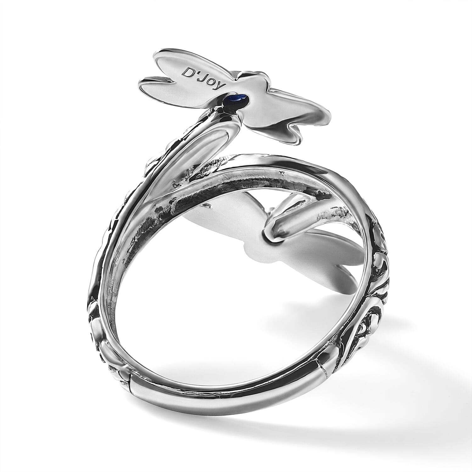 D'Joy Bali Legacy Premium  Masoala Sapphire (D) 0.25 ctw Dragonfly Ring in Sterling Silver (Size 5.0)