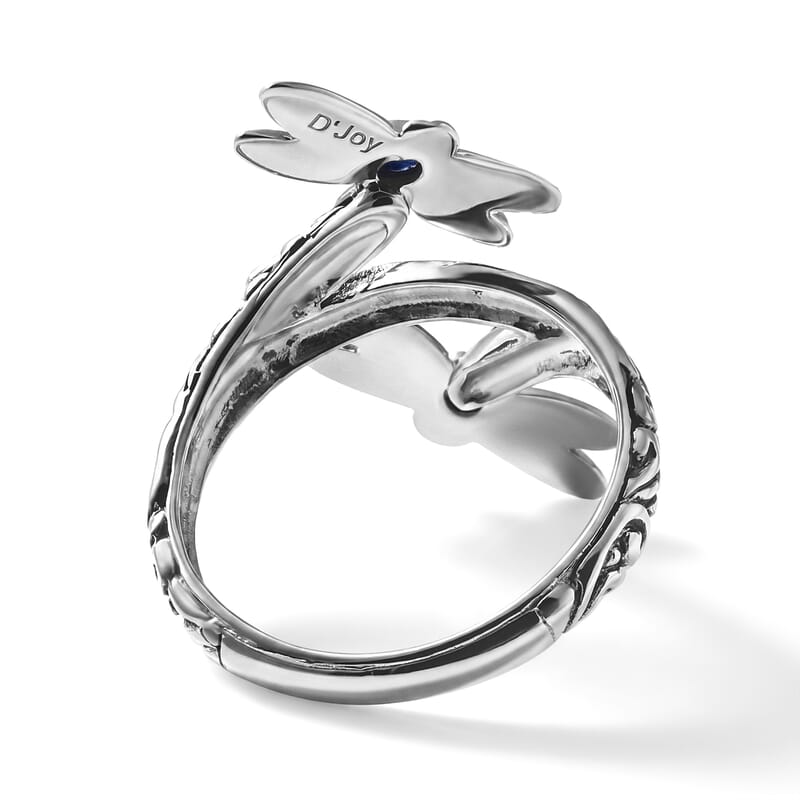 D'Joy Bali Legacy Premium  Masoala Sapphire (D) 0.25 ctw Dragonfly Ring in Sterling Silver (Size 5.0)