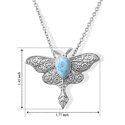 D'Joy Bali Legacy Larimar 4.60 ctw Butterfly Pendant without Chain in Sterling Silver