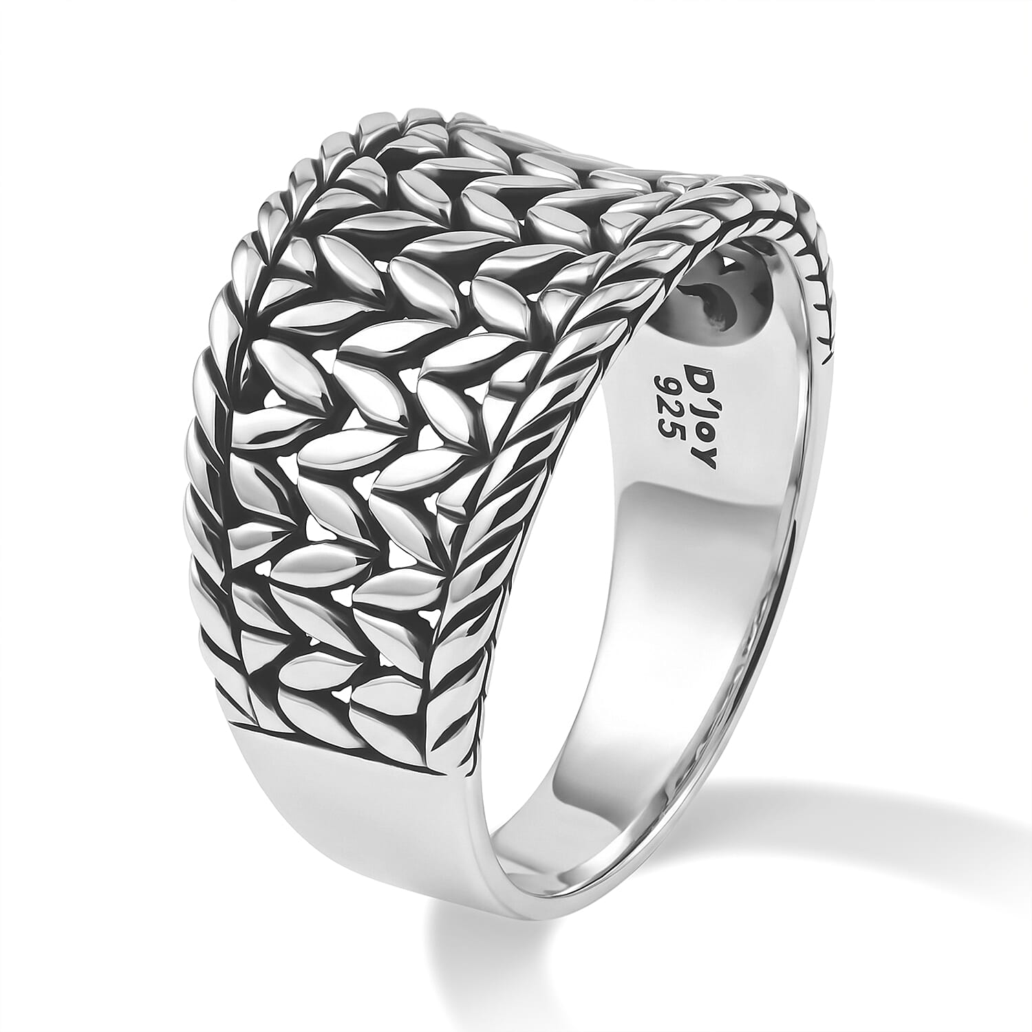 D'Joy Bali Legacy Textured Wide Band Ring in Sterling Silver (Size 5.0) 5.10 Grams