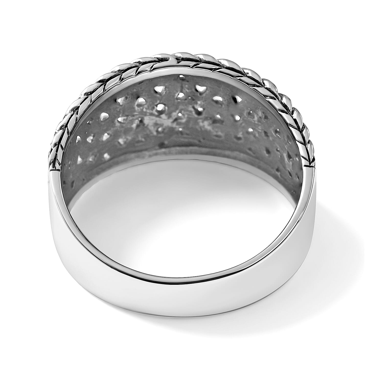 D'Joy Bali Legacy Textured Wide Band Ring in Sterling Silver (Size 5.0) 5.10 Grams