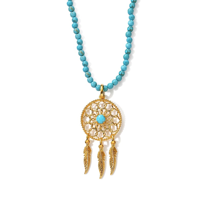 D'Joy Sleeping Beauty Turquoise  Fancy Pendant in 18K YG VermeilSterling Silver ,  Silver Wt. 6 g 1.00 ctw