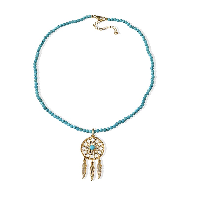 D'Joy Sleeping Beauty Turquoise  Fancy Pendant in 18K YG VermeilSterling Silver ,  Silver Wt. 6 g 1.00 ctw
