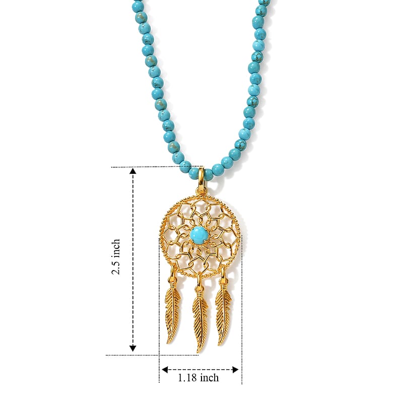 D'Joy Sleeping Beauty Turquoise  Fancy Pendant in 18K YG VermeilSterling Silver ,  Silver Wt. 6 g 1.00 ctw