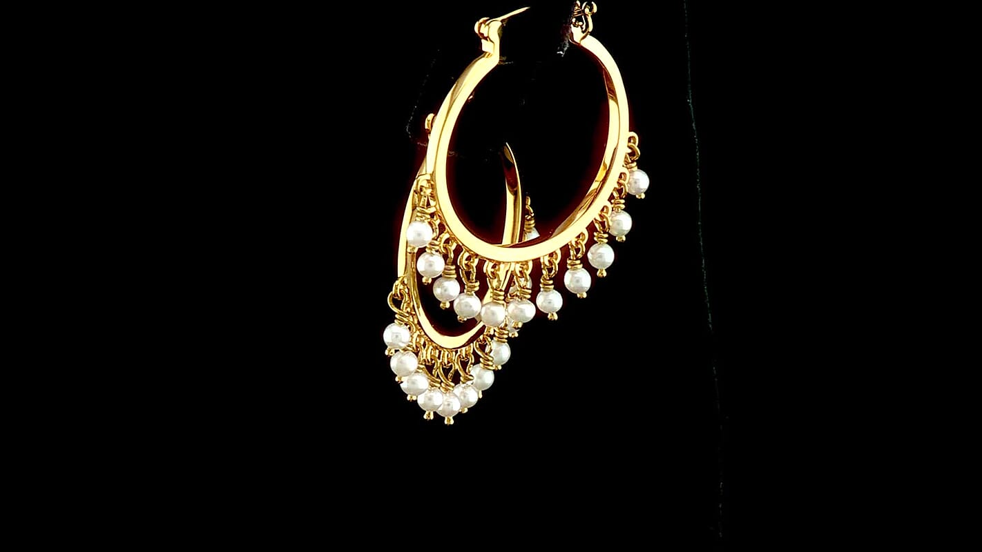 D''Joy Passport to Turkey Freshwater Pearl Hoop Earrings in 18K Vermeil YG Over Sterling Silver
