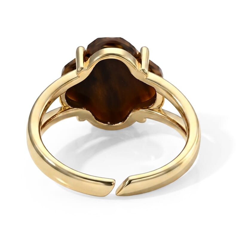 Yellow Tigers Eye 10.00 ctw Ring in Goldtone (Adjustable)