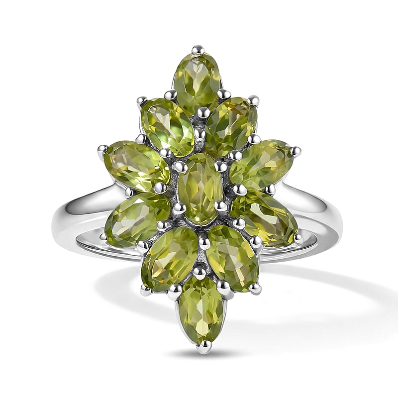 EverTrue Hebei Peridot 3.40 ctw Ring in Platinum Bond (Size 5.0)