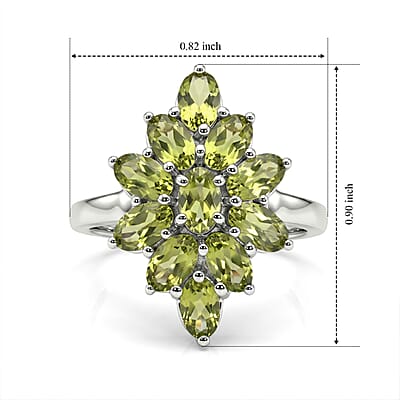 EverTrue Hebei Peridot 3.40 ctw Ring in Platinum Bond (Size 5.0)