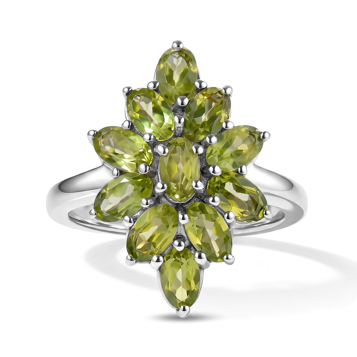 EverTrue Hebei Peridot 3.40 ctw Ring in Platinum Bond (Size 10.0)