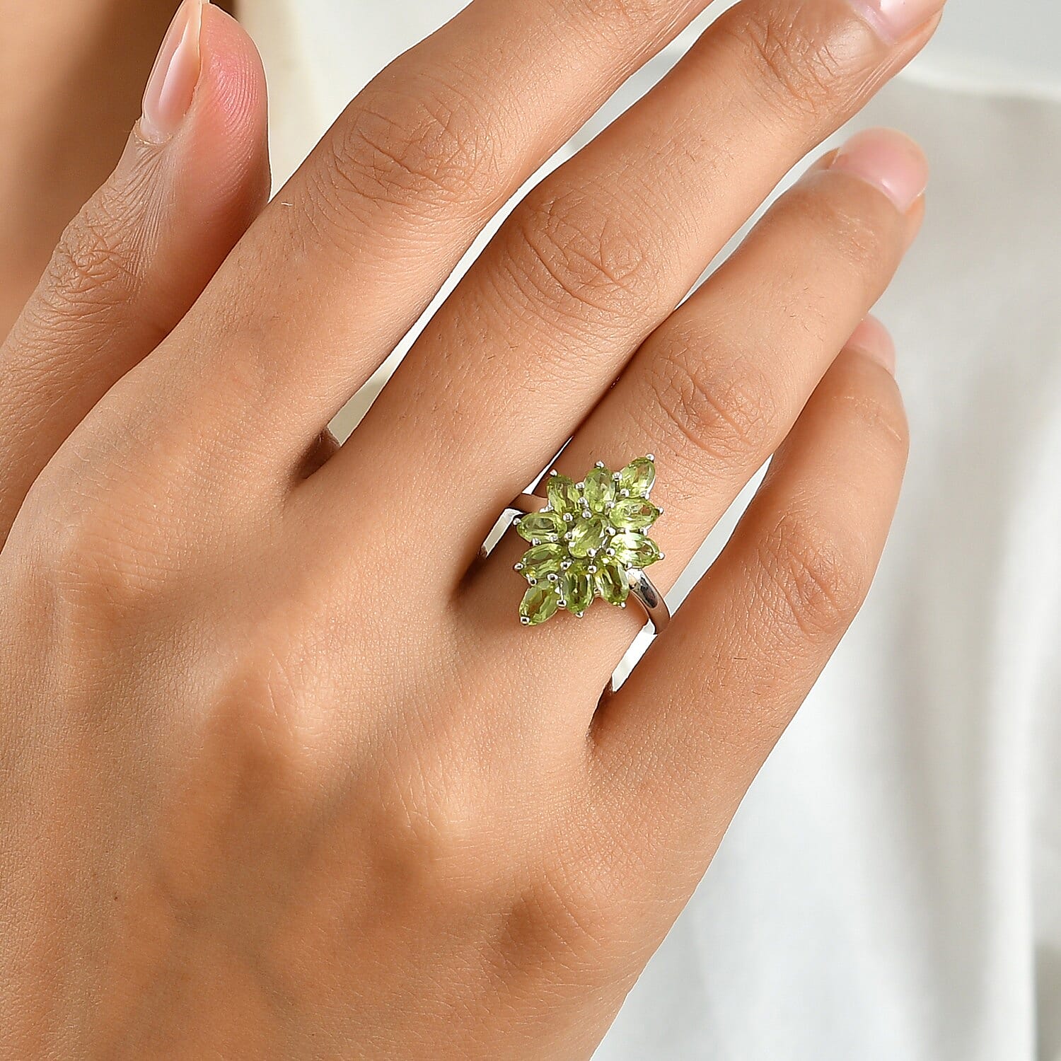 EverTrue Hebei Peridot 3.40 ctw Ring in Platinum Bond (Size 6.0)