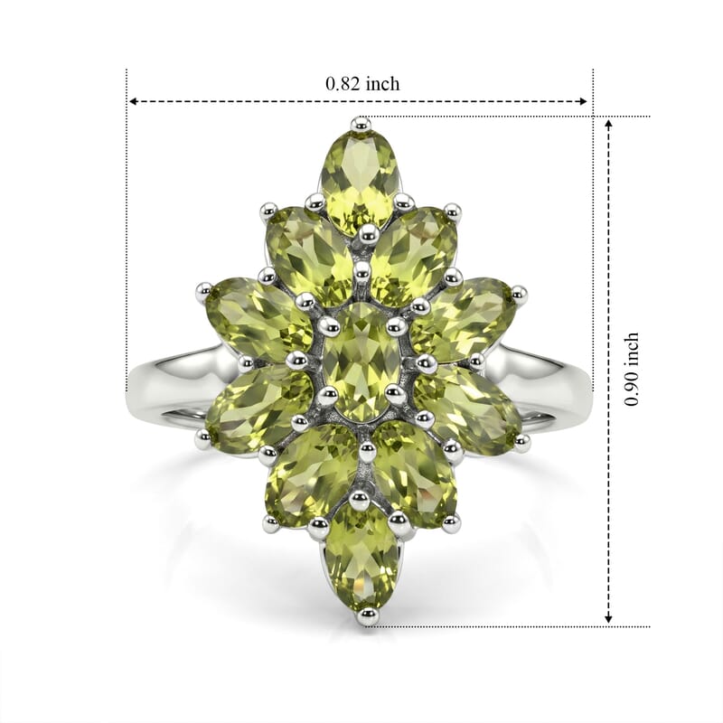 EverTrue Hebei Peridot 3.40 ctw Ring in Platinum Bond (Size 6.0)