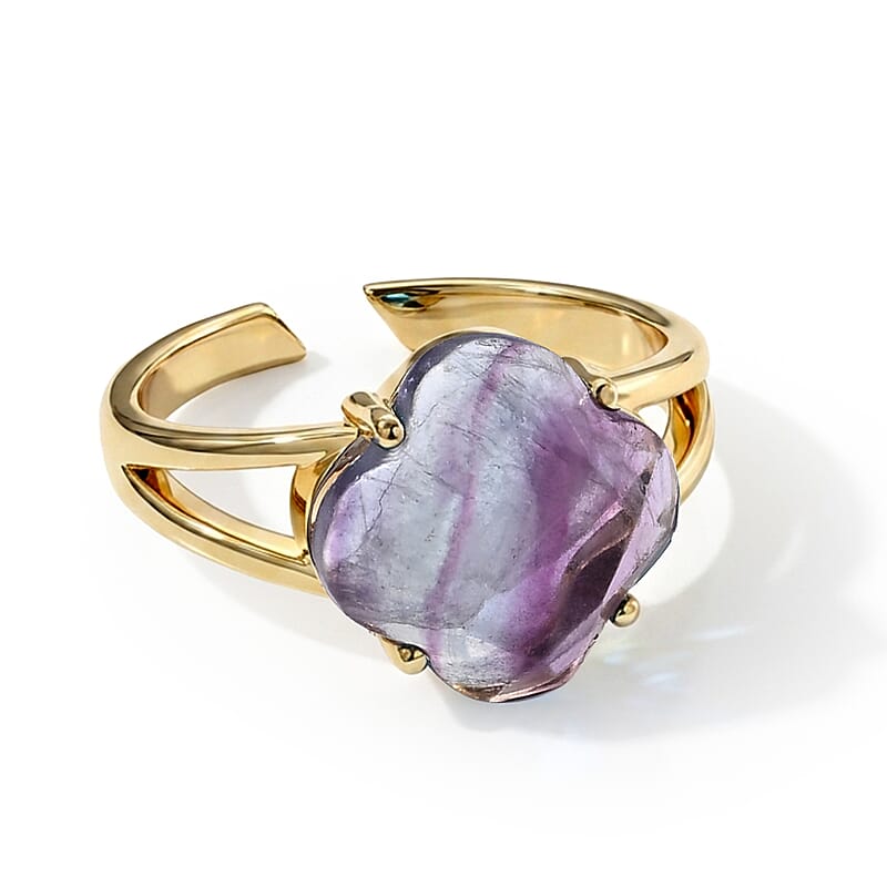 Multi Fluorite 10.00 ctw Ring in Goldtone (Adjustable)
