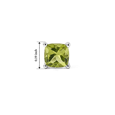 D'Joy Hebei Peridot 1.20 ctw Solitaire Stud Earrings in Rhodium Over Sterling Silver