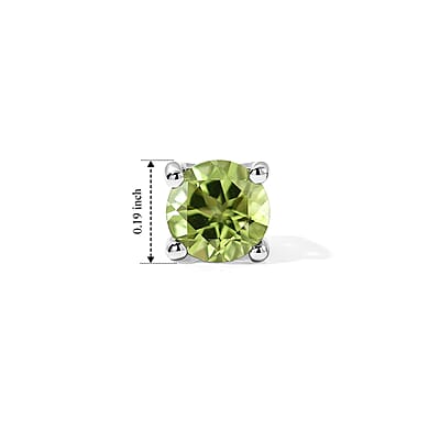 D'Joy Hebei Peridot 1.00 ctw Solitaire Stud Earrings in Rhodium Over Sterling Silver