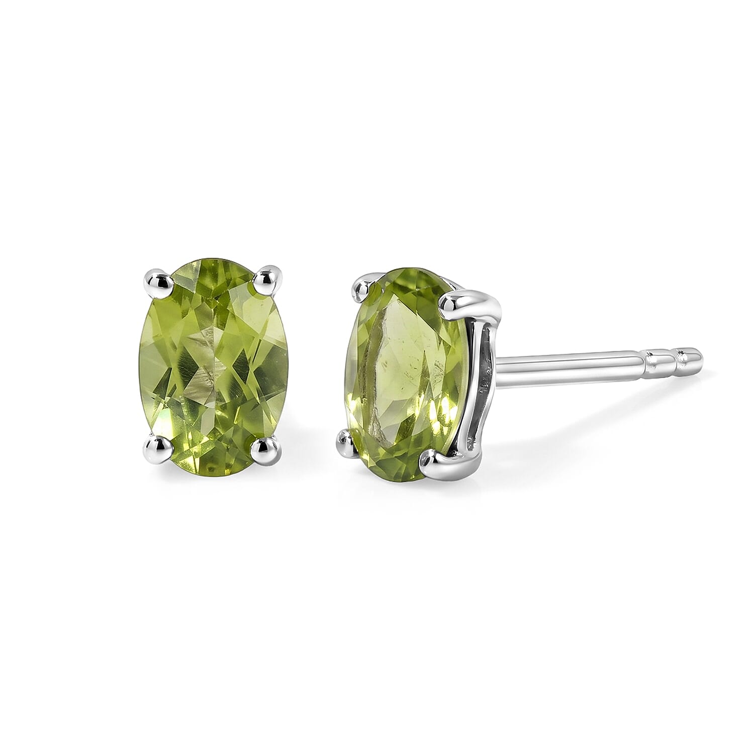 D''Joy Hebei Peridot Earrings in Rhodium Over Sterling Silver 0.90 ctw