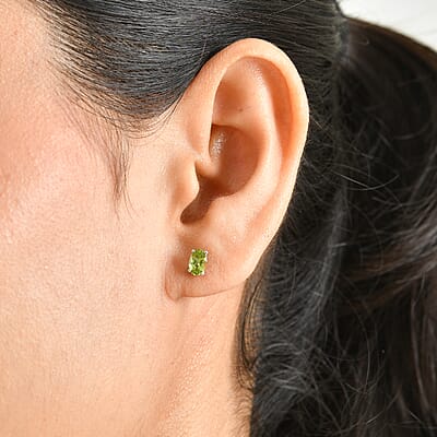 D'Joy Hebei Peridot 0.90 ctw Earrings in Rhodium Over Sterling Silver