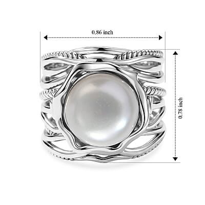 D'Joy Passport to Israel Artisan Crafted Freshwater Pearl 12mm Ring in Sterling Silver (Size 6.0)