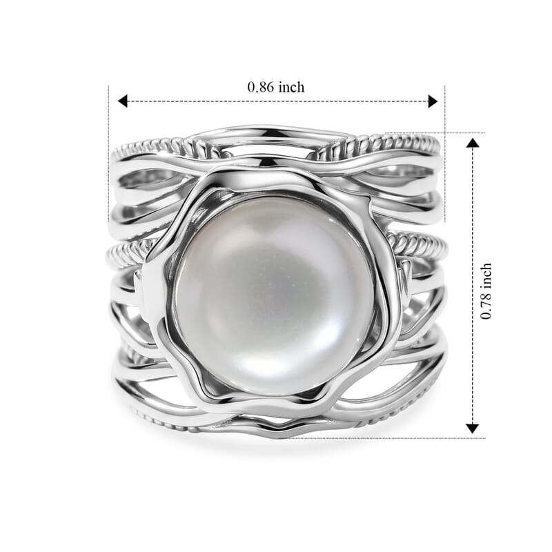 D'Joy Passport to Israel Artisan Crafted Freshwater Pearl Ring in Sterling Silver (Size 7.0)