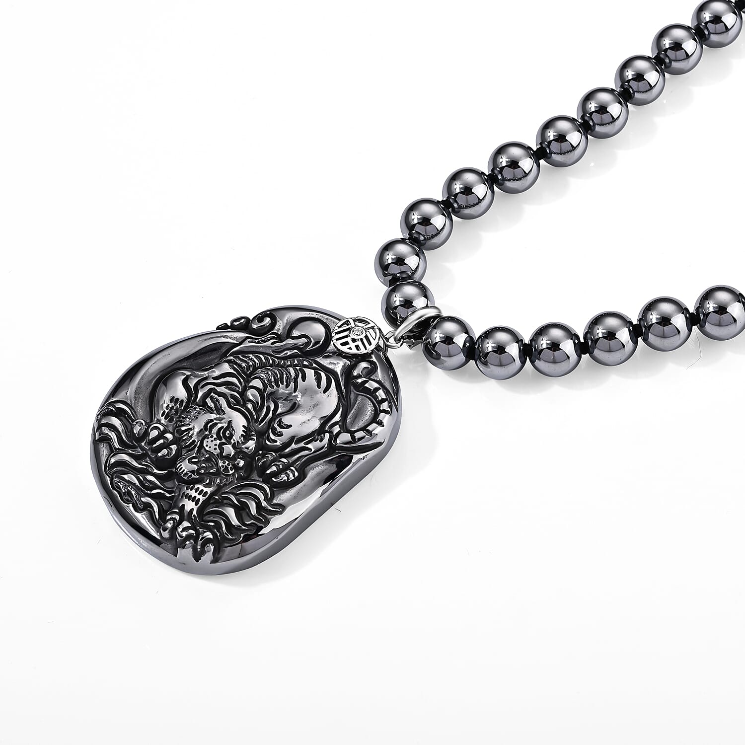 EverTrue Terahertz and Simulated Diamond 565.01 ctw Pendant Necklace in Platinum Bond 20 Inches