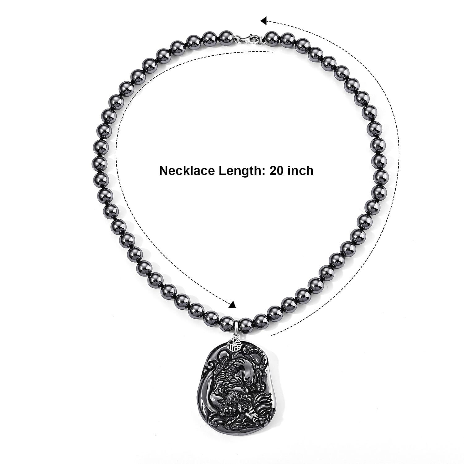 EverTrue Terahertz and Simulated Diamond 565.01 ctw Pendant Necklace in Platinum Bond 20 Inches