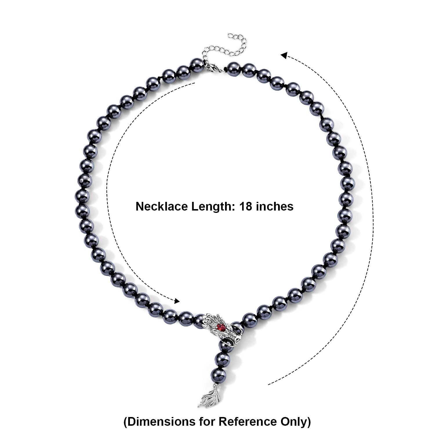 EverTrue Terahertz, Simulated Green and White Diamond 179.00 ctw Beaded Dragon Necklace (18 Inches) in Silvertone